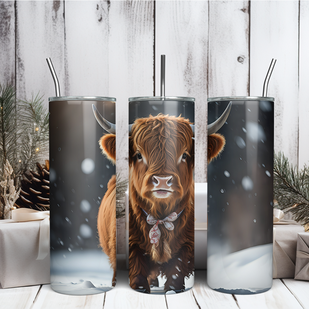 Tumbler | Drinkfles met Winter Schotse Hooglander