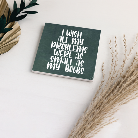 Tegeltje met tekst | Problems small as my boobs