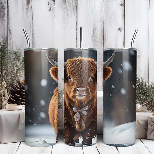 Tumbler | Drinkfles met Winter Schotse Hooglander